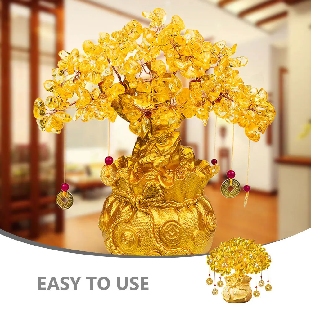 

Golden Money Tree Lucky Desktop Ornament Intricate Fortune Tree Decoration for Home Office Desk New Gift