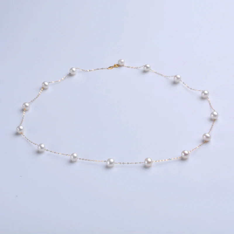 

Женское Ожерелье с натуральным жемчугом NYMPH, 18 К, золото, Au750, ювелирные украшения, Круглый Подарок на юбилей, белый цвет, X628