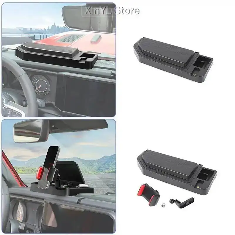 Center Console Lidded Storage Box Mobile Phone GPS Holder for Jeep Wrangler JL for JT Gladiator 2024 Up ABS Interior Accessories
