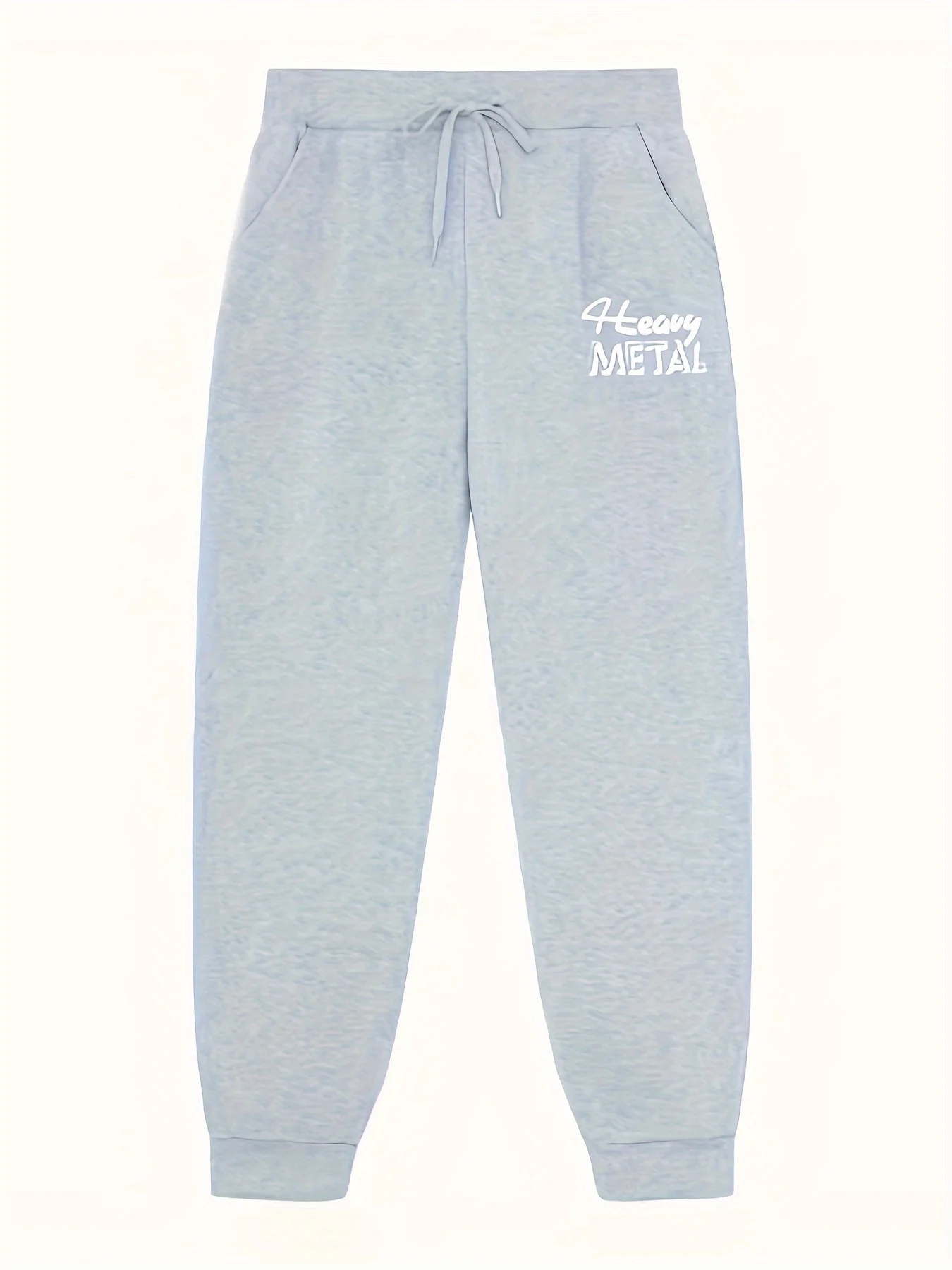 Active Lifestyle Men Sports Sweatpants Stylish Heavy Metal Typography Print Fleece Lined Sweat Bottoms For Daily Sports