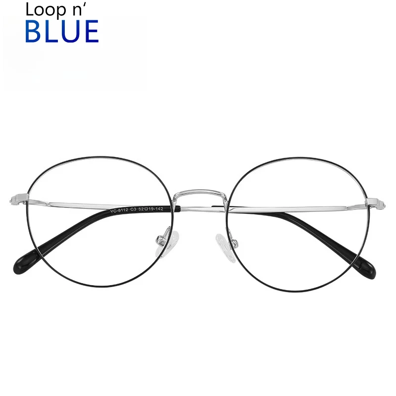 

Loopnblue Men Round Prescription Glasses Square Myopia Prescription Eyeglasses Male Business Style full Optical frame Classic
