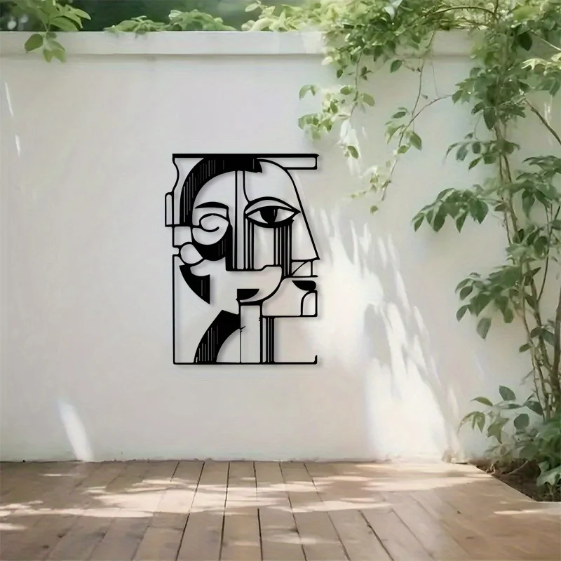 Picasso-Stil Abstrakte Geometrische Metall-Wanddekoration Schwarz-Weiß Moderne Kunst Wandbild für Heim Büro Galerie Dekoration