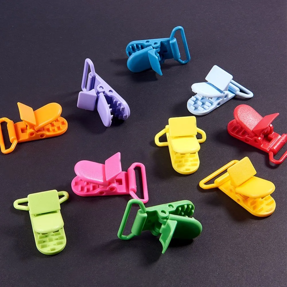 80 PCS 20 Color Plastic Pacifier Suspender Clips Holder for Dummy Soothe Teething Ring Leash Bib Snap Holder Clip Snap