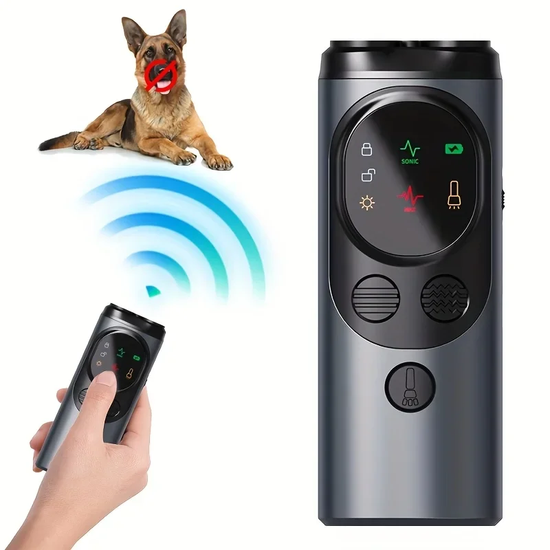 

New Ultrasonic Three Head Dog Repellent Portable Dog Trainer with Light, Dog Repellent, Anti Bite Dog Repellent