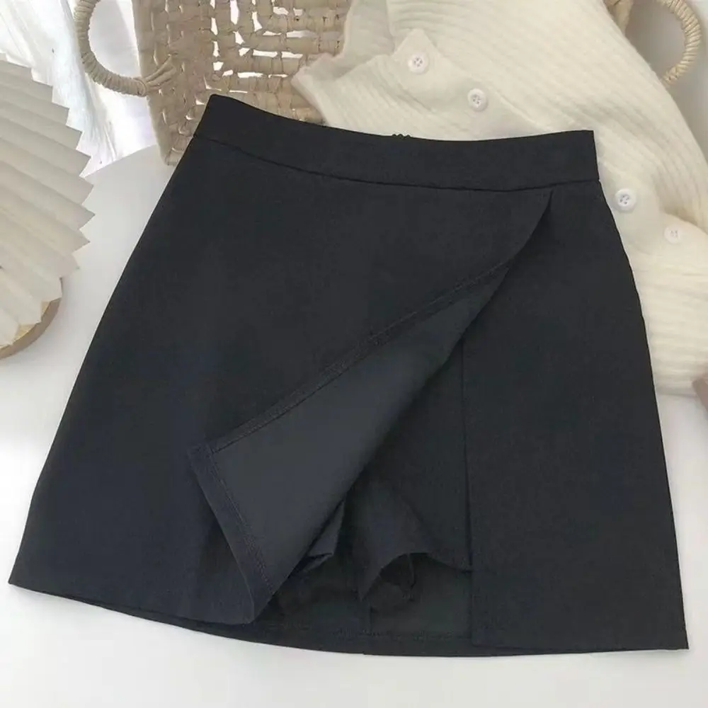 Fashion Black Grey High Waist Skirt Side Zipper Korean Fashion A-Line Skirt Zipper Skirt