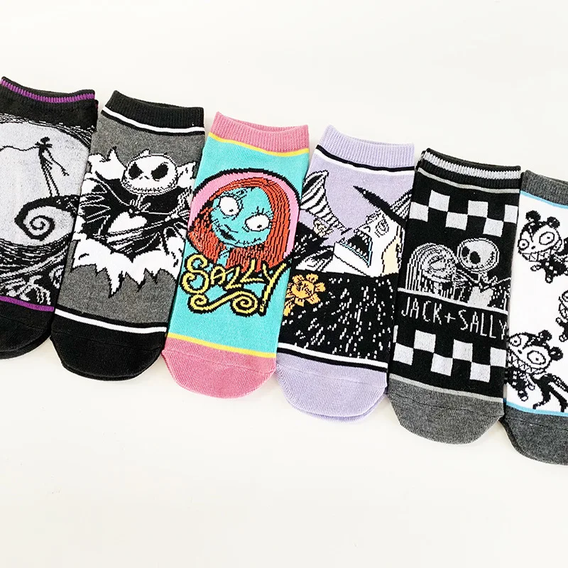 Disney Short Socks Anime The Nightmare Before Christmas Men\'s Women Boat Socks Cartoon Boys Girls Personality Cotton Socks