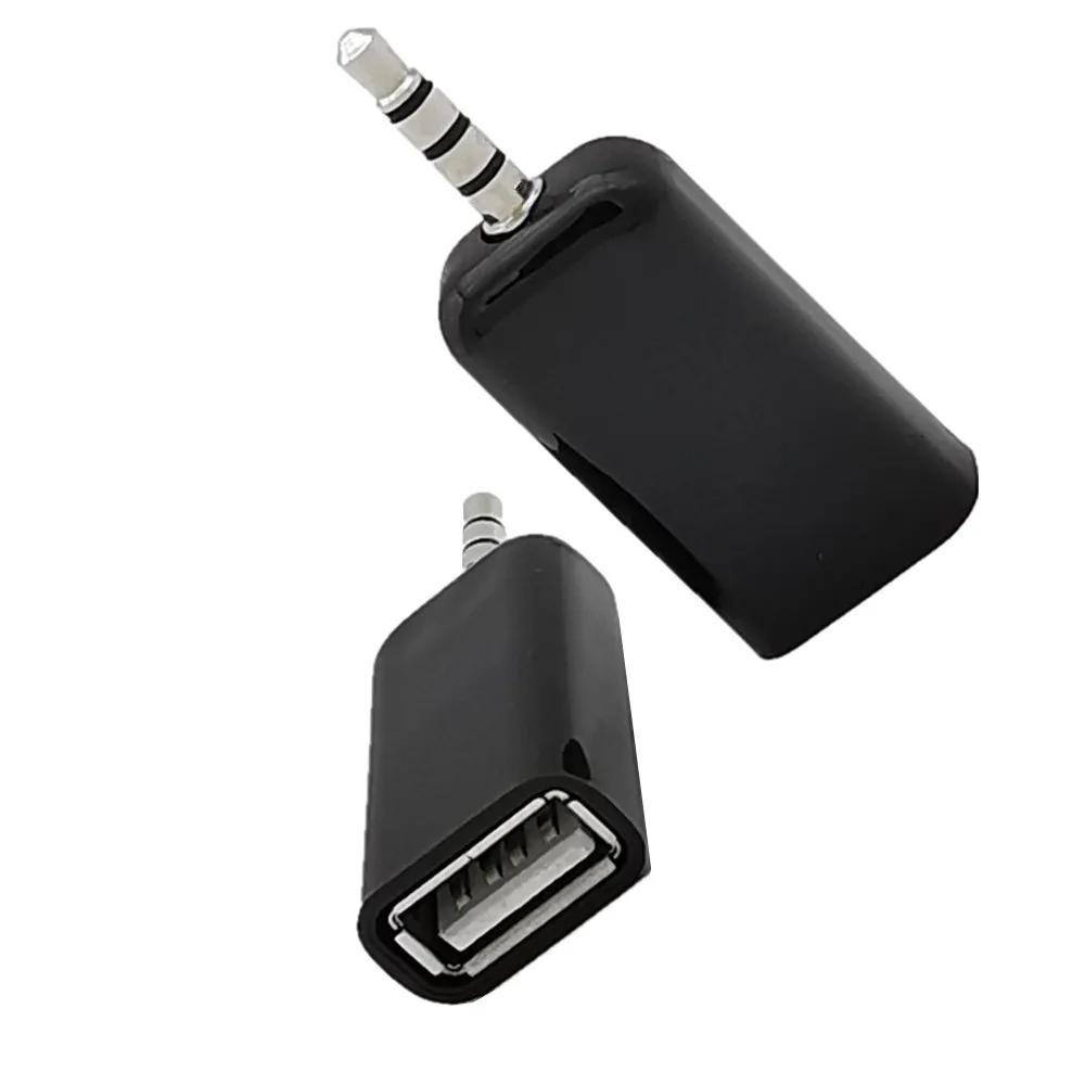 قرص Aux إلى USB أنثى برأس 3.5 مم U متصل بكابل صوت لآلة الأقراص المضغوطة رأس صوت السيارة #4