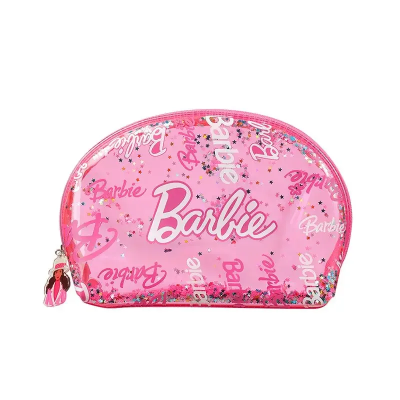 Miniso Barbie torebka Anime Cartoon kobiet moda przezroczysta kosmetyczka duża pojemność przenośny pędzel do makijażu przechowywania 22Cm