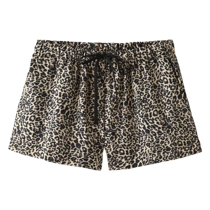 

Women's Animal Print Shorts Spring Summer Fashion Elastic Waist Lace-up Shorts Casual Female Versatile Shorts