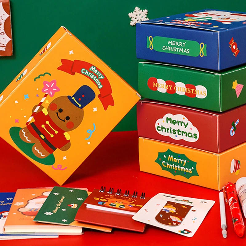 1Set Creative Christmas Stationery Blind Box Cartoon Kids Pencils Eraser Ruler Sticky Note Notebook Set School Supplies Gifts image 5