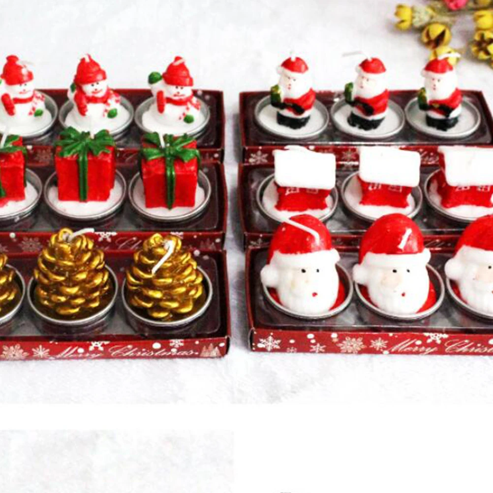 

3pcs Wax Candles Gift Creative Christmas Decoration Desktop Adornment Party Embellishment Home Decor Taper Candles Xmas Crafts