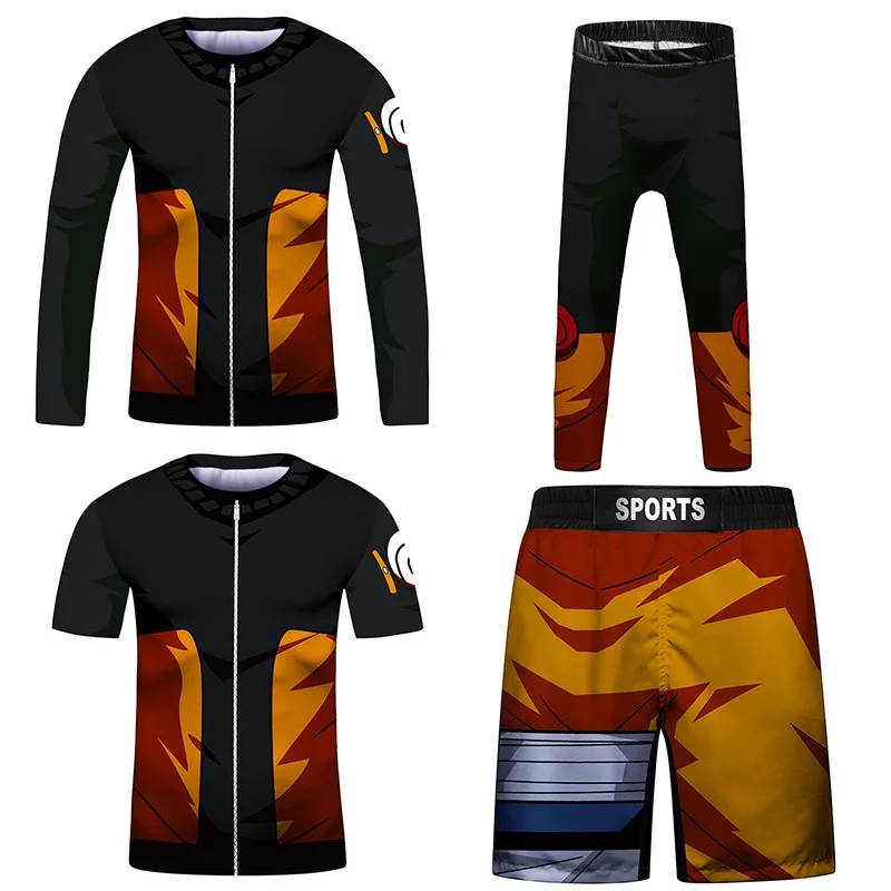 Rashguard Jiu Jitsu pour enfants, T-shirt et pantalon trempés, MMA déclinaison, ensemble de boxe, short muay-thaï pour garçon, vêtements de gym pour enfants, t-shirt de compression