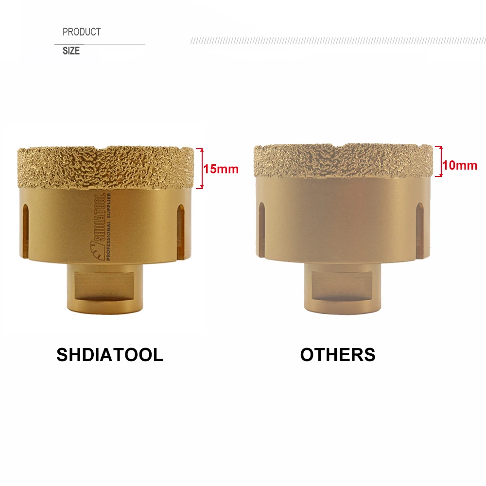 SHDIATOOL-brocas de diamante para perforar porcelana, cerámica, granito, mármol, sierra de agujero, amoladora angular de rosca M14, 1 unidad