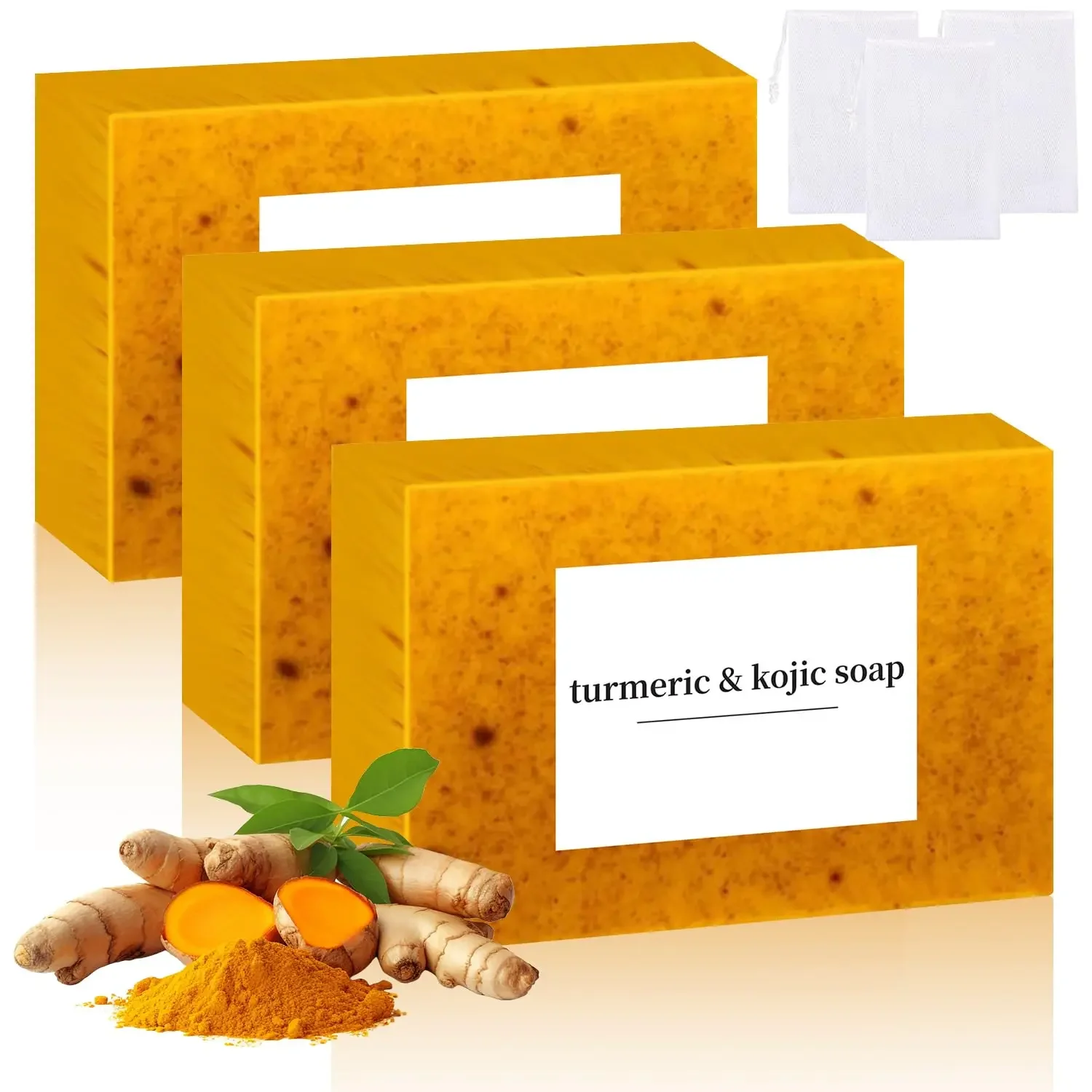 Nicgou Lemon Turmeric Soap, Turmeric Soap Bar for Face  Body, Natural turmeric Handmade soap for All Skin Types (4pcs)