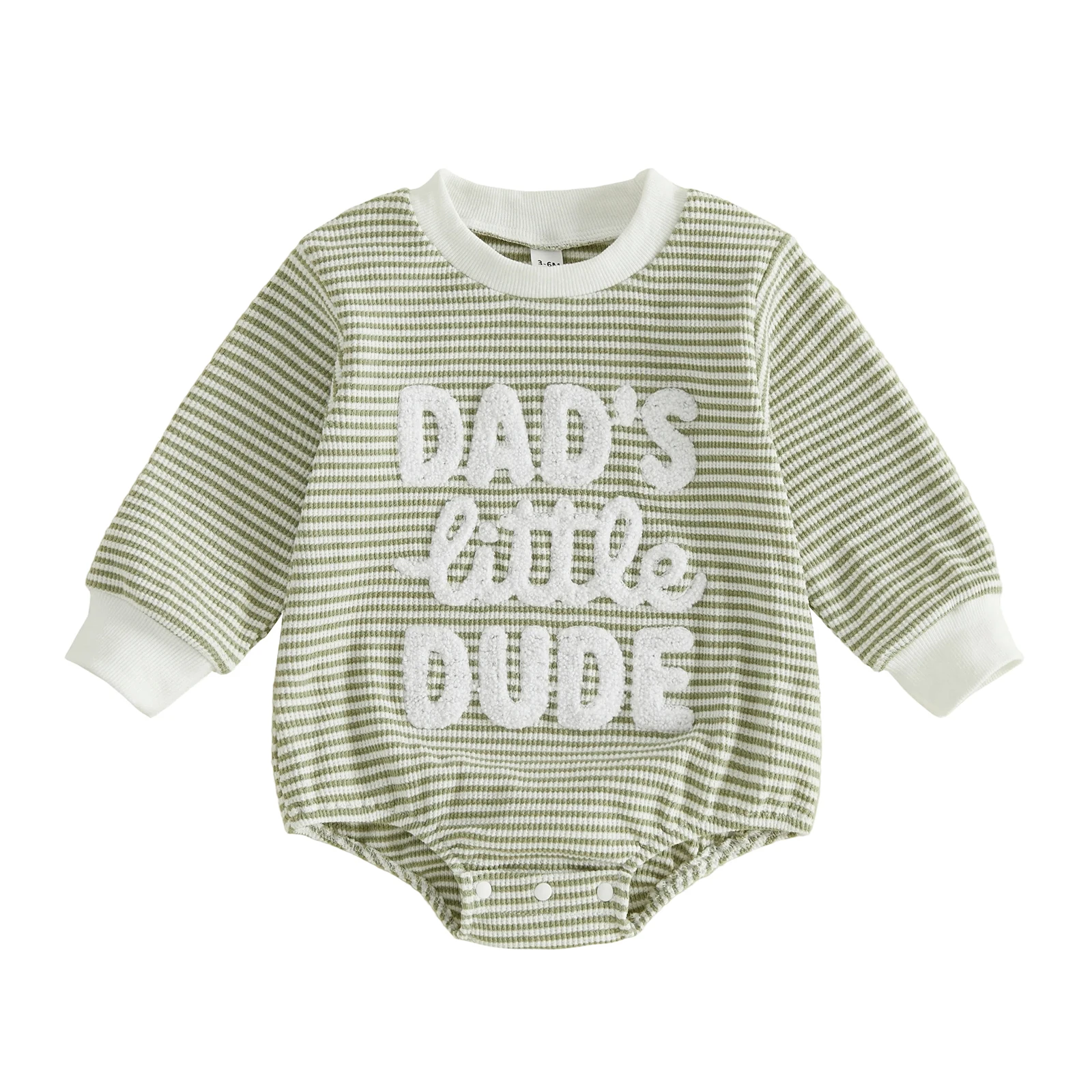 Baby Boy Romper Long Sleeve Round Neck Letter Embroidery Bodysuit