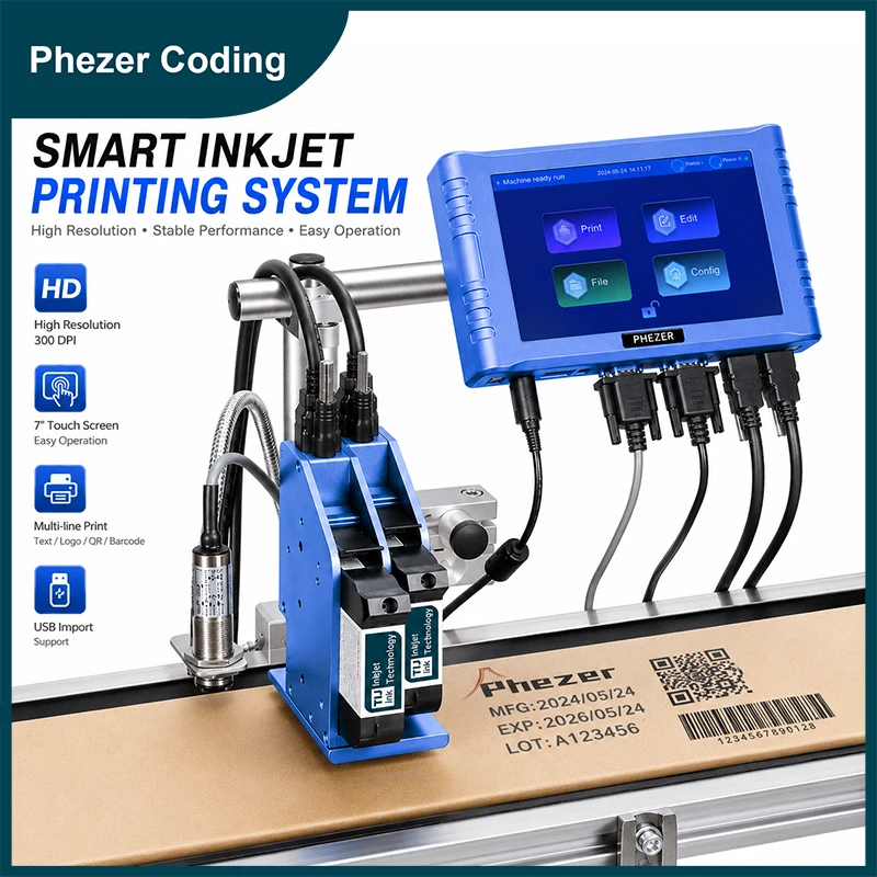 

Принтер для онлайн-печати этикеток HP Phezer P260E Plus с функциями кодирования и маркировки, печать QR-кодов, штрихкодов, номеров, даты истечения срока годности