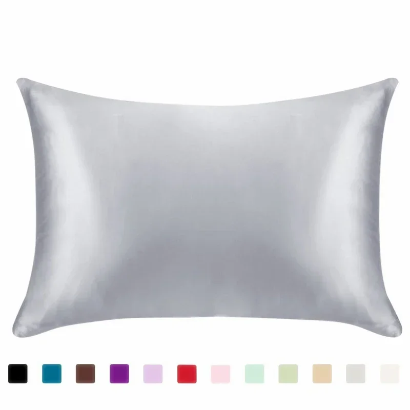 1PC  Queen Standard Satin Silk Soft Mulberry Plain Pillowcase Cover Chair Seat Square Pillow Cover Decorations for Home Pillow