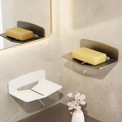 Bathroom Soap Dish Creative Drain Space Aluminum Punch-free Toilet Soap Dish Bathroom Shelf Wall-mounted