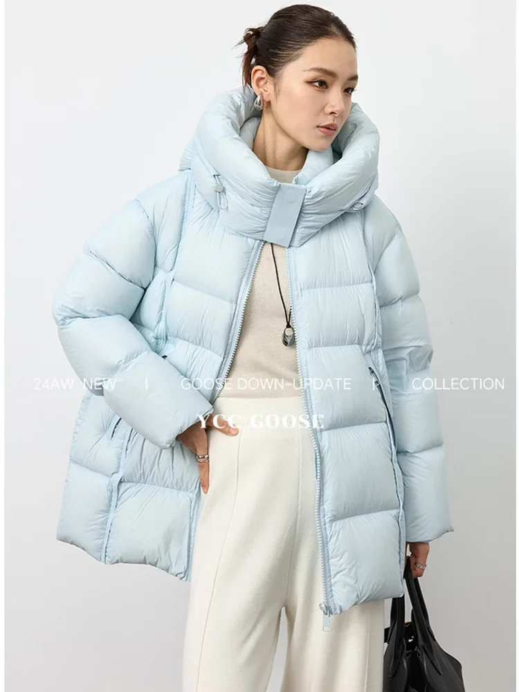 

Winter New 90 White Goose Down Jacket Cloud Puff Down Jacket for Women Loose Hooded Thick Coat Snow Parka With Hooded