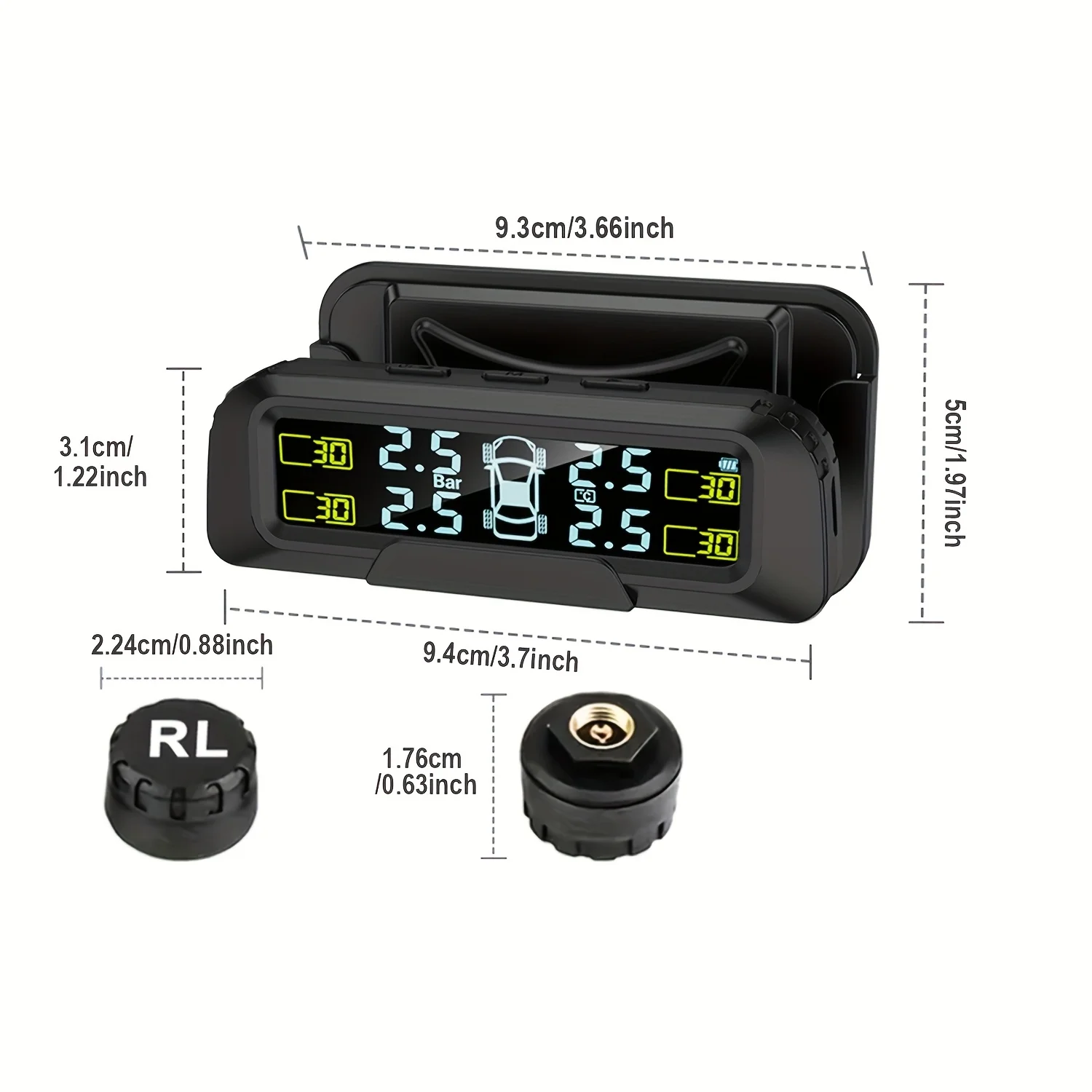 نظام مراقبة ضغط الإطارات يعمل بالطاقة الشمسية لسيارة SUV بيك اب MPV ORV TPMS طقم أجهزة استشعار خارجية لاسلكية قوس قابل للفصل