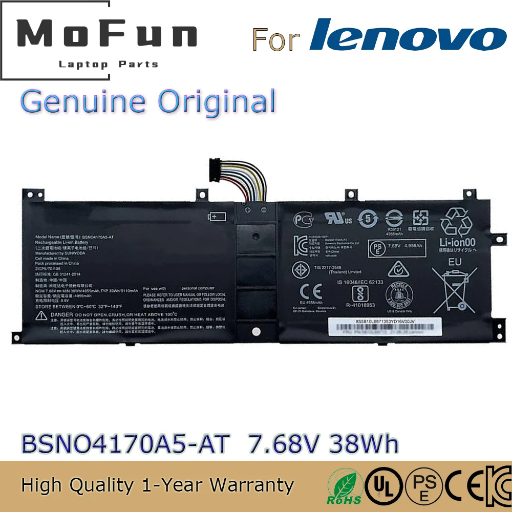 Brand New Original BSNO4170A5-AT 7.68V 38Wh Laptop Battery for Lenovo Miix 520 510 510-12IKB BSNO4170A5-LH LH5B10L67278