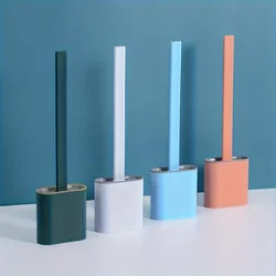 1 Set,Water-proof Base, Toilet Brush with Holder Set, Floor-to-ceiling or wall-mounted toilet brush with long handle,