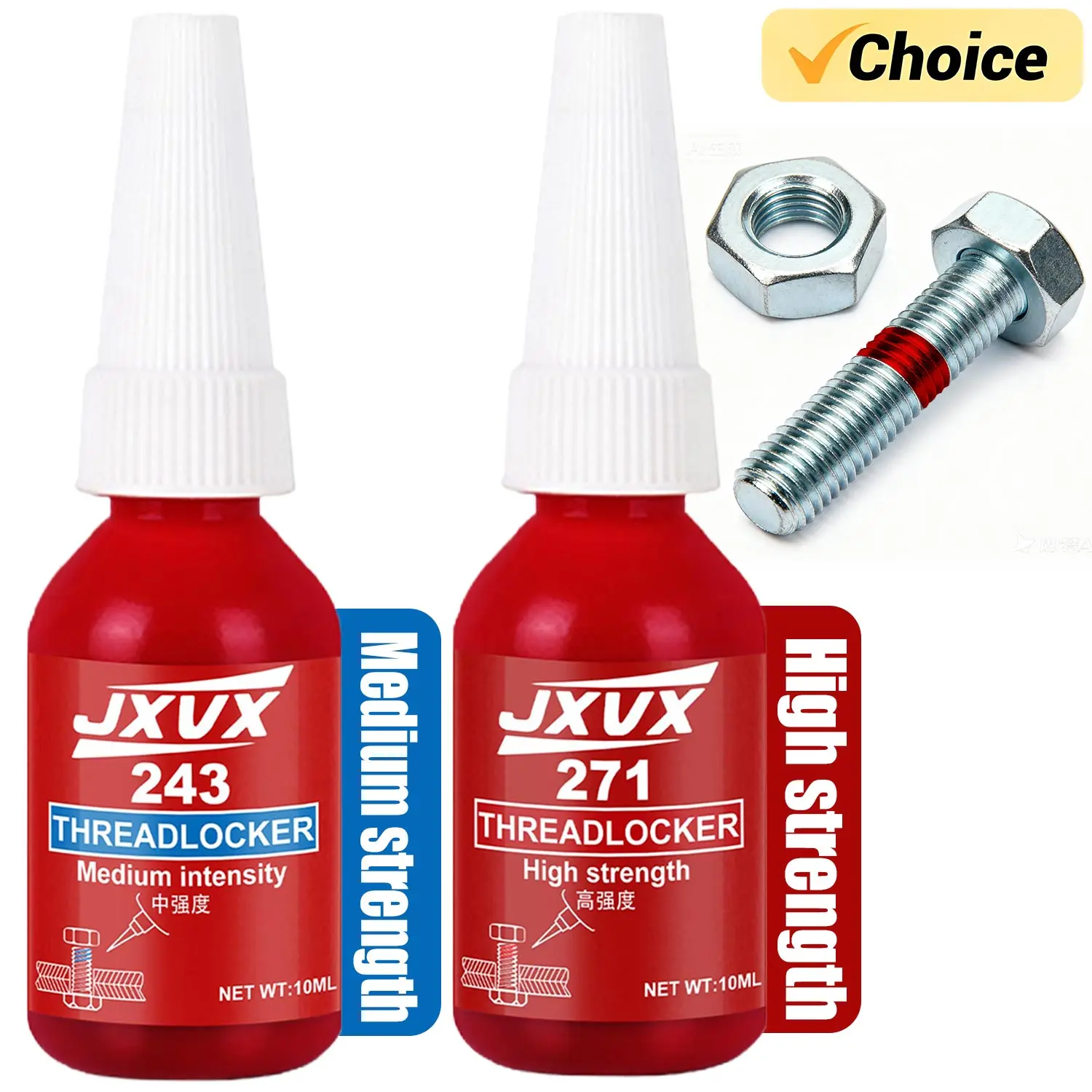 243/271 Threadlocker Removable & Permanent Threadlocker Anaerobic Glues Anti Loose Screw Glues Fastening Sealant Quickly Cured Thread Locking Agent Sealant for Screws.