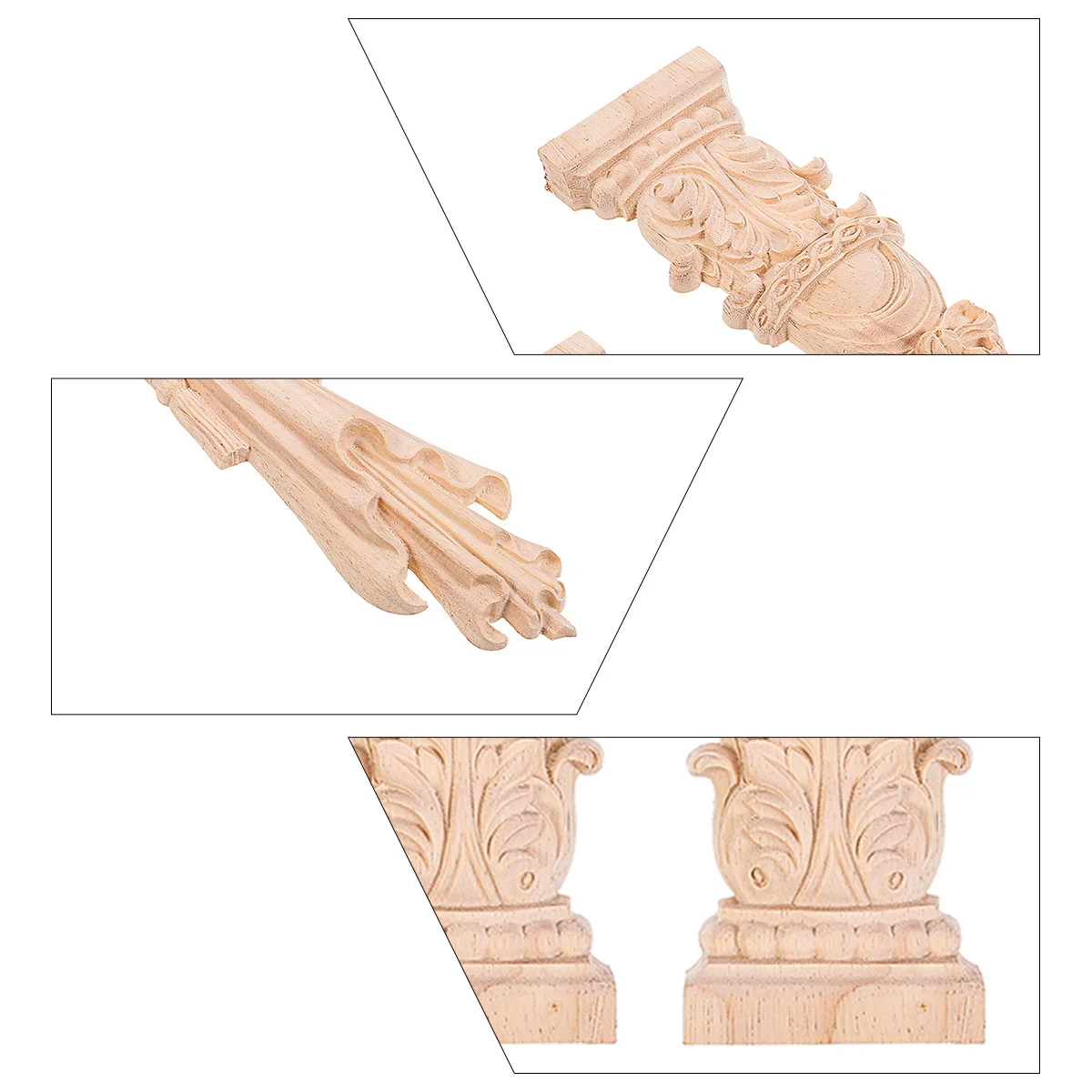 

2Pcs Wooden Carved Unpainted Applique for Cabinet Decor Roman Column Texture Fine Workmanship Light Easy Paste Natural Mild Wood