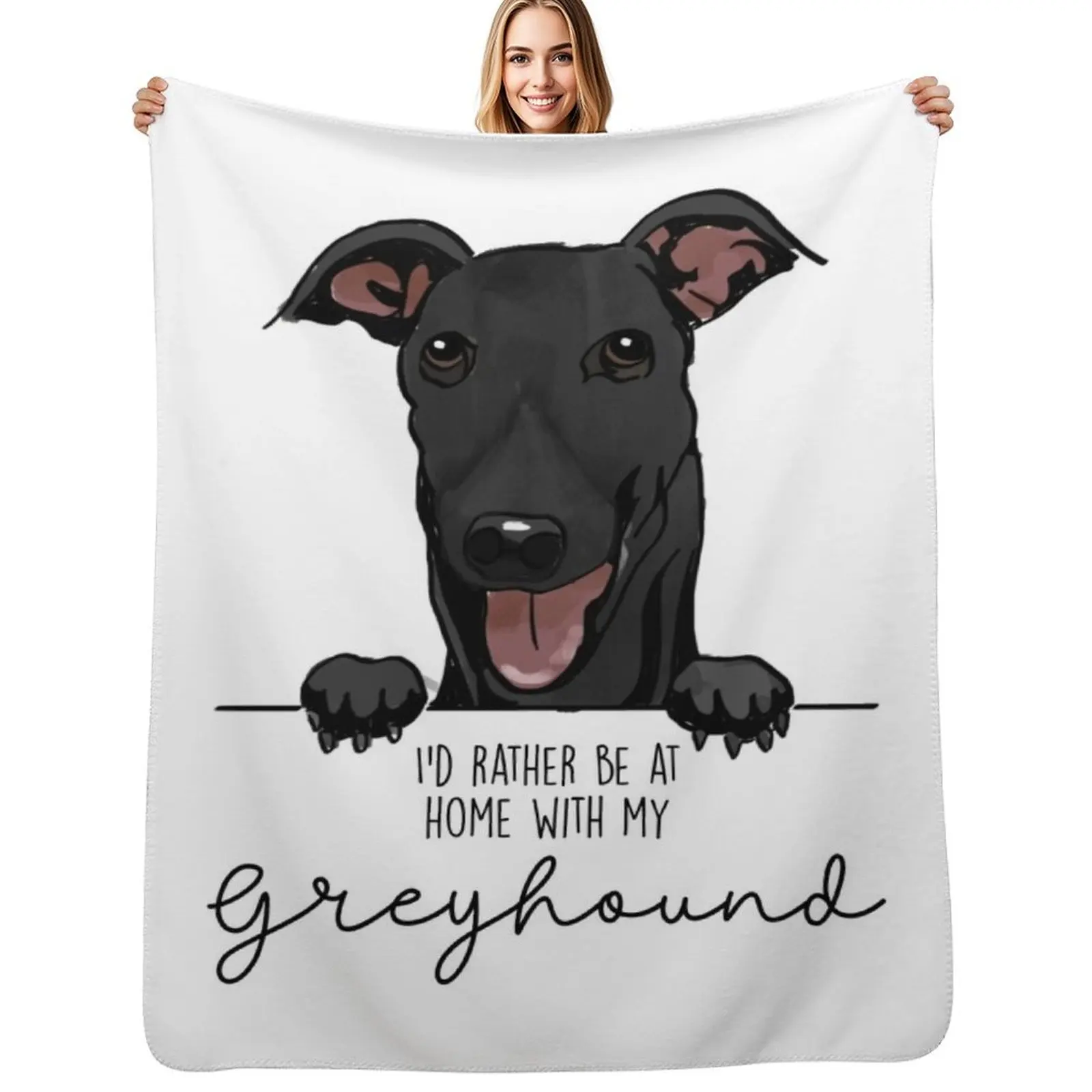 Ia??d rather be at home with my Greyhound Throw Blanket Decorative Soft Throw Blanket for Couch Sofa