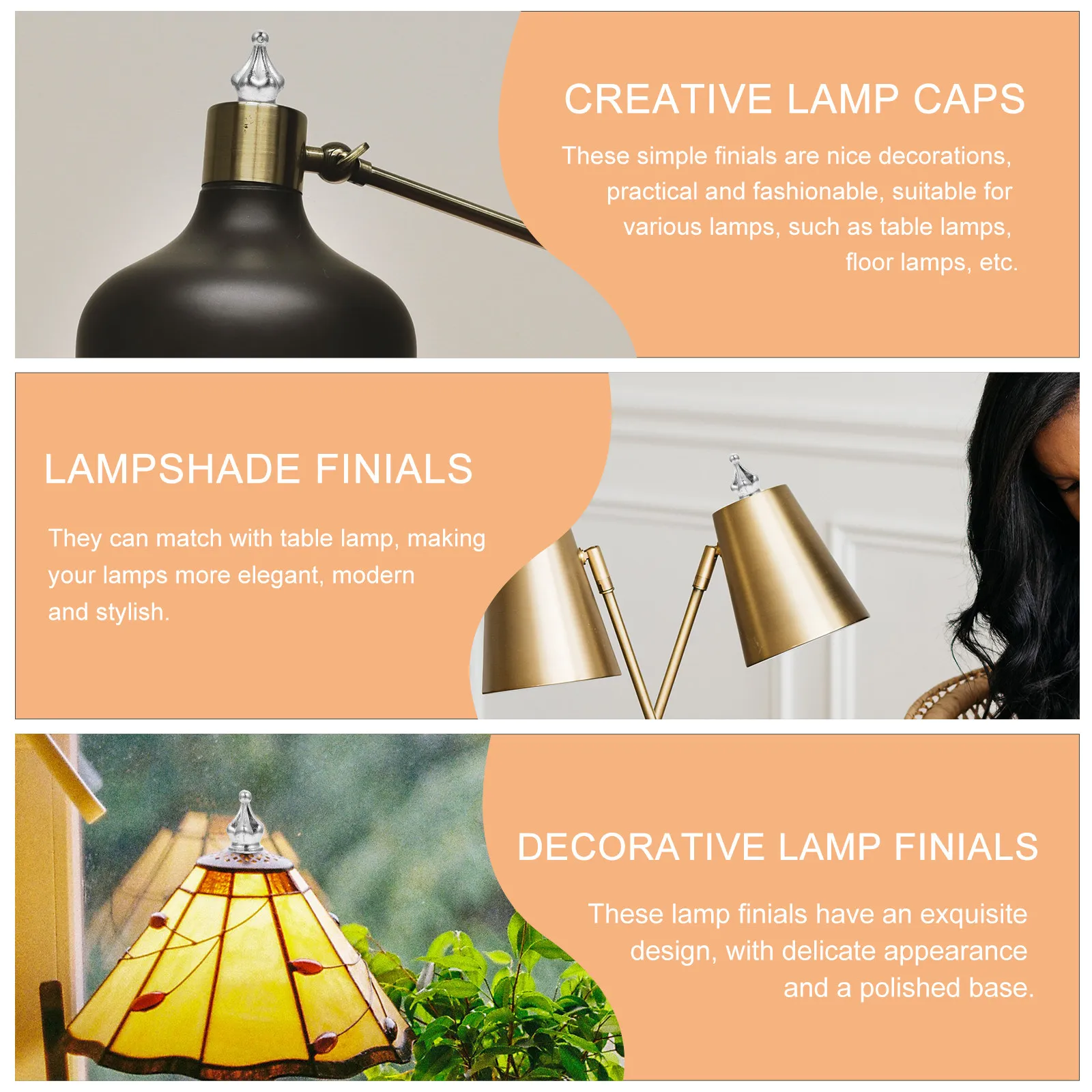 4pcs Lamp Finials Zinc Alloy Heavy-Duty Light Knobs for Table Floor Lamps, Crystal Chandelier, Porch & Dining Room