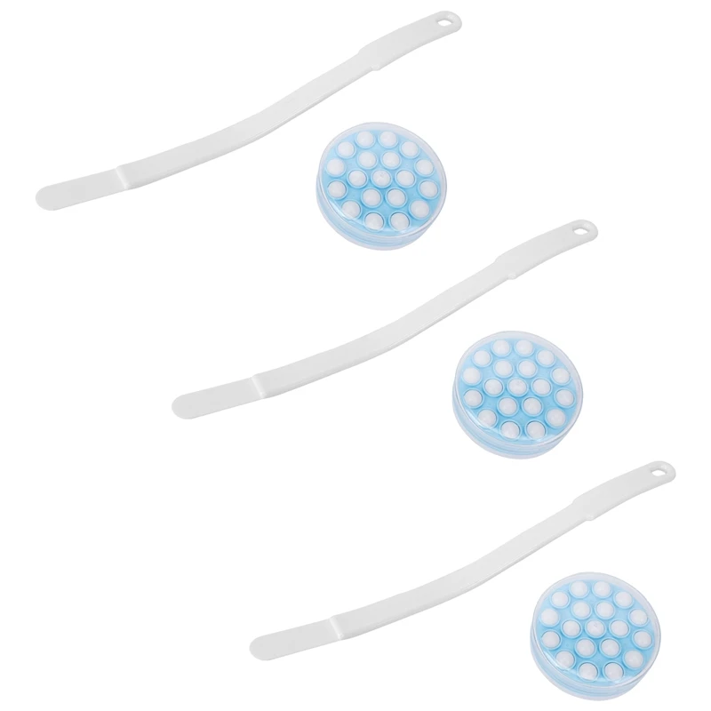 

3X Long Handled Lotion Oil Cream Applicator Head Body Leg Back Bath Brush Scrub Massager Shower Rubbing Brush