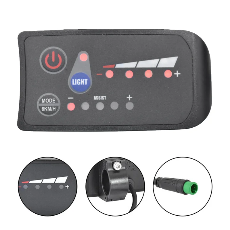 Compteur de vélo électrique avec affichage LED, 36V, IP65, 6 broches