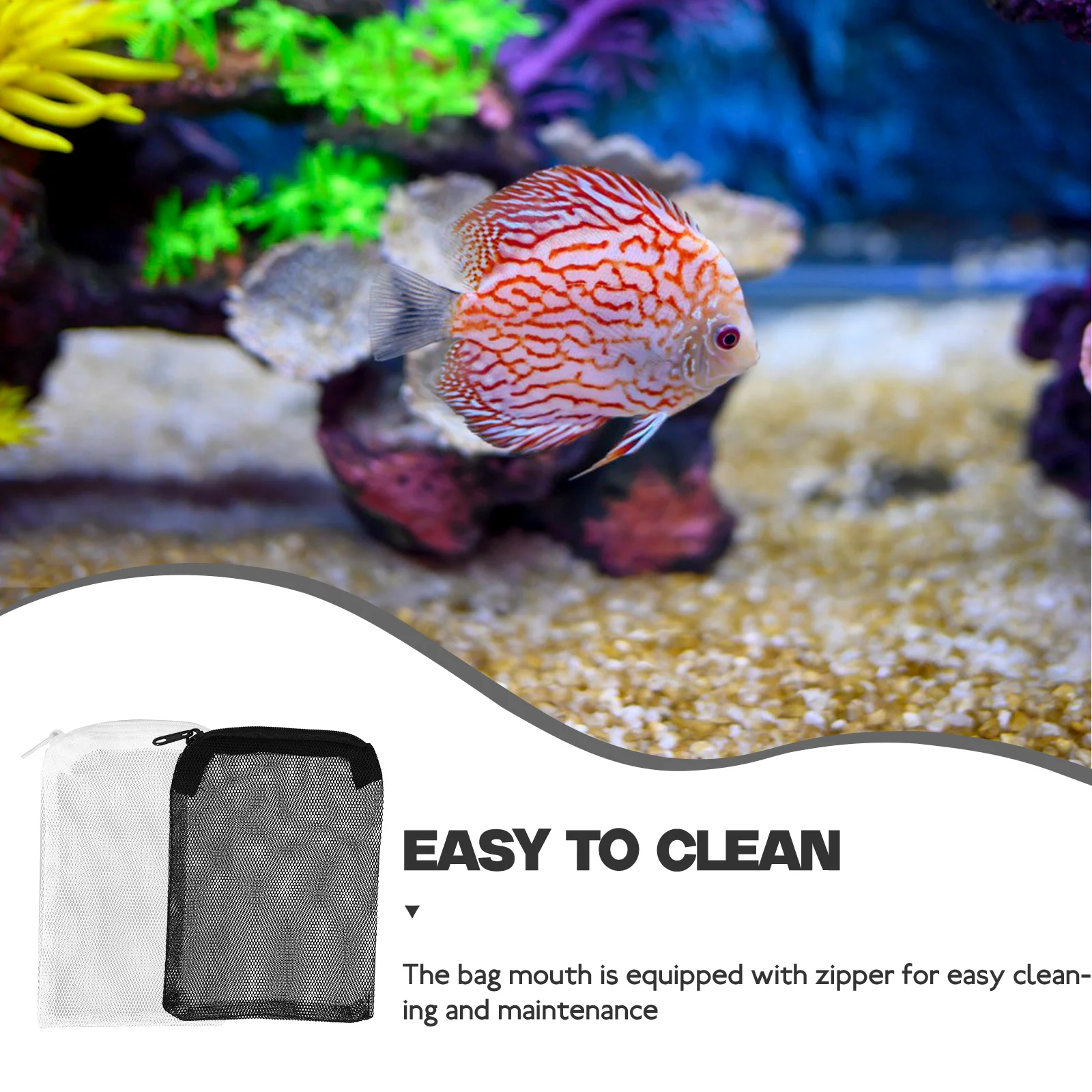 

10pcs 15x10cm Aquarium Filter Bag Zipper Filtering Bag Fish Tank Mesh Pouch (White, Black, Each)