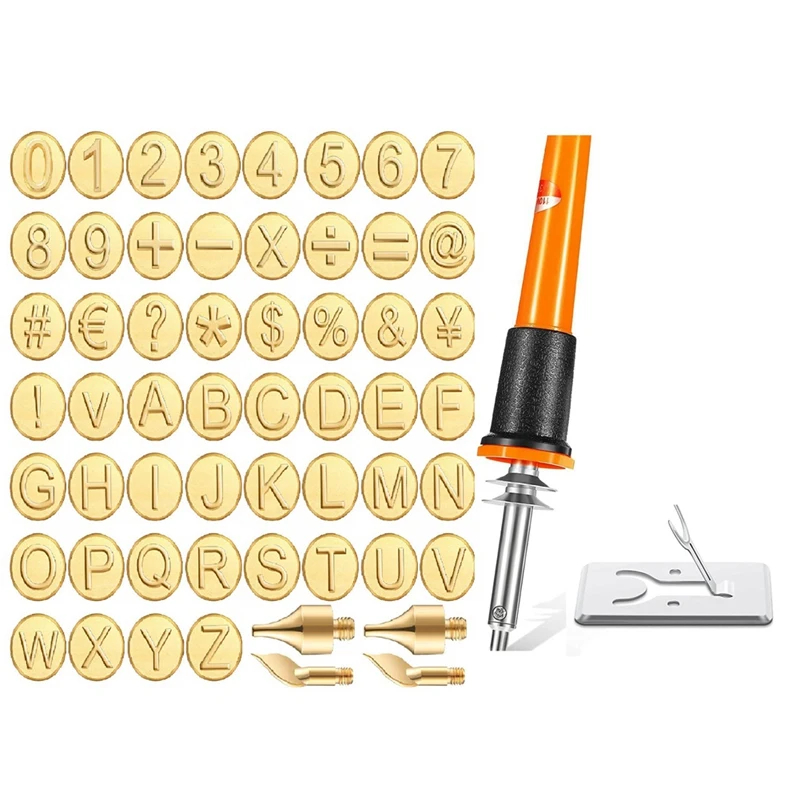 SEWS-56 Pieces Wood Burning Tip Letter Wood Burning Tip Set Including Alphabet Number Symbol