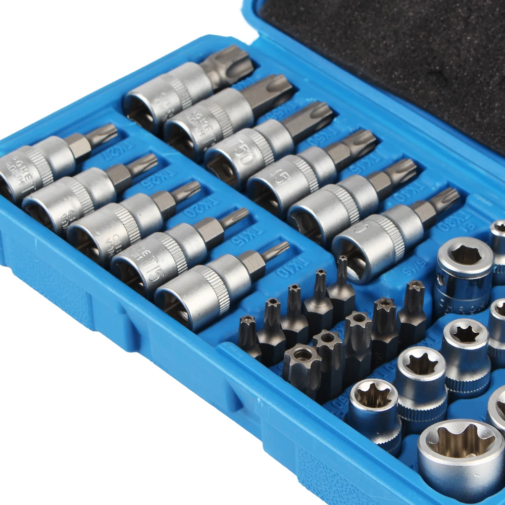 Pressure Batch Sleeve Set Professional Torx Star Socket Hexagon Wrench Set Car Repair Hand Tools 34Pcs/set Chrome Vanadium steel