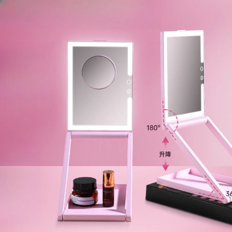 Portable vanity mirror, foldable lifting desktop vanity mirror