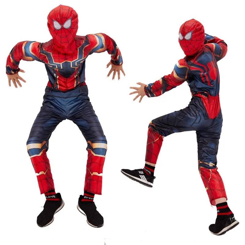 Disfraz de Spiderman Rojo para Niños, Disfraz de Halloween para Actuaciones Escénicas, Disfraz Musculoso para Niños de 3 a 12 Años, Adecuado para Niños Tradicionales
