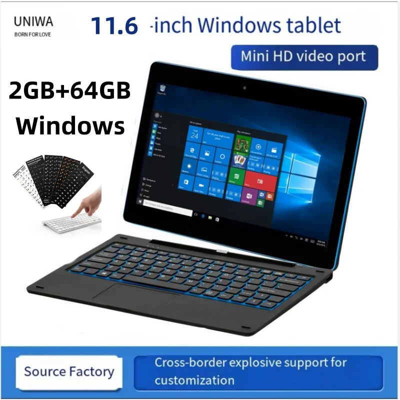 

11.6'' Windows 10 Tablet PC 2 in 1 Docking Keyboard 2GB DDR+64GB G12 Z8350 CPU 1366*768 IPS Touch Quad Core Dual Camera