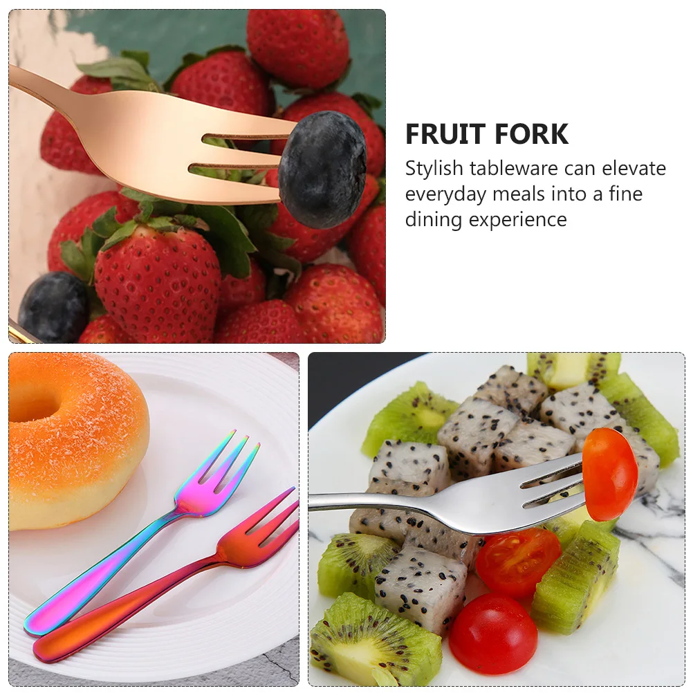 

8Pcs Stainless Steel Cake Forks Fruit Forks Dessert Forks Stylish Tableware for Home Cafe Bar Party Food Forks