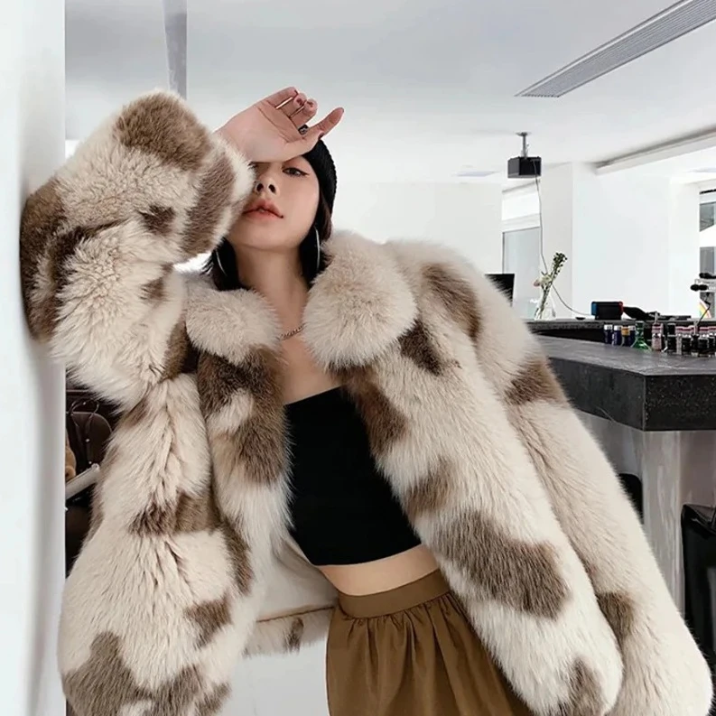 

Short Faux Fox Fur Jacket, Women‘s Young Casual Lamb Fur Coat, Italian Inspired Autumn Winter New, Leisure Outerwear