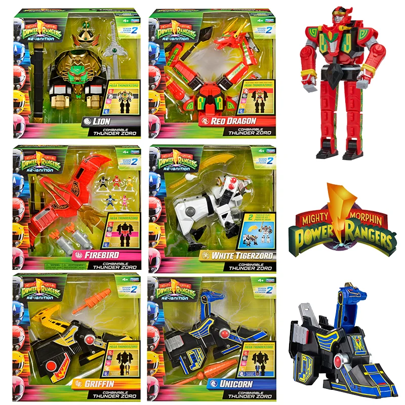 Original Mighty Morphin Power Rangers Re-Ignition Lion Red Dragon Firebird Griffin Unicorn ThunderZord Combinable Figure Kid Toy