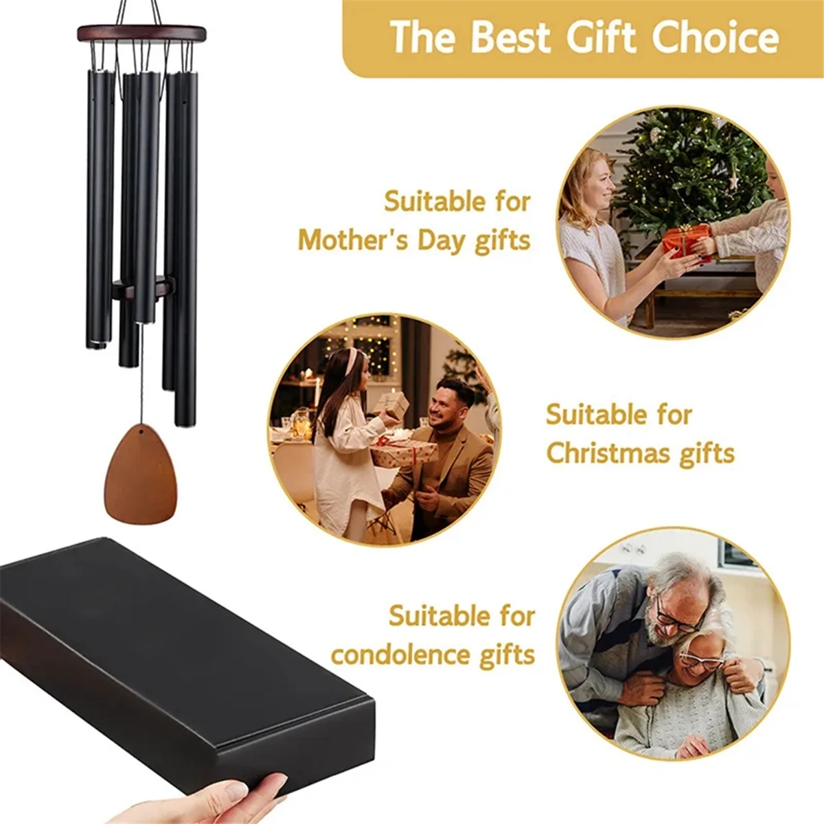 Gold Metal Windchime Aluminum Windbell Wind Chimes 6 Rods Chimes Home Decoration Craft Outdoor Garden Patio HOT