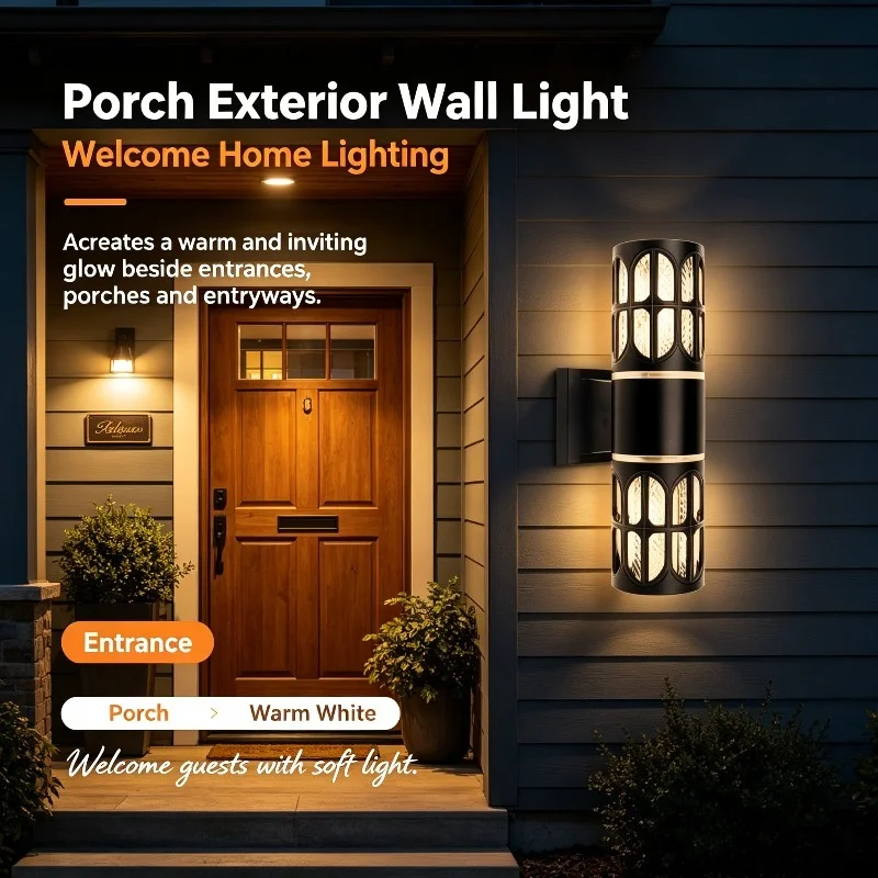 LED Outdoor Plastic Wall Lights Are Waterproof and Suitable for Garden Porch Lights Cylindrical Balconies Street Wall Lighting