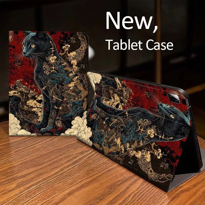 

Black Cat Floral Pattern For Xiaomi Mi Redmi Pad 2 4 5 7S 6S 6 7 8 Plus SE Pro K 2025 inch 8.7 11 Tablet Case