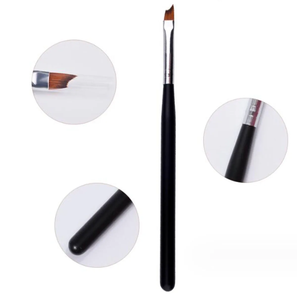 1Pcs Metal French Nail Styling Brush 15CM Crescent Pen Oblique French Tip Brush UV Gel Painting Drawing Professional Nails Pen