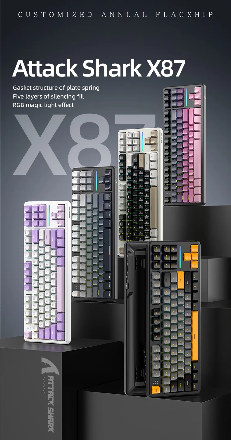 attack-shark-x87-clavier-mecanique-effet-d'eclairage-magique-rvb-a-trois-modes-remplissage-silencieux-a-cinq-couches-capacite-de-batterie-4000mah