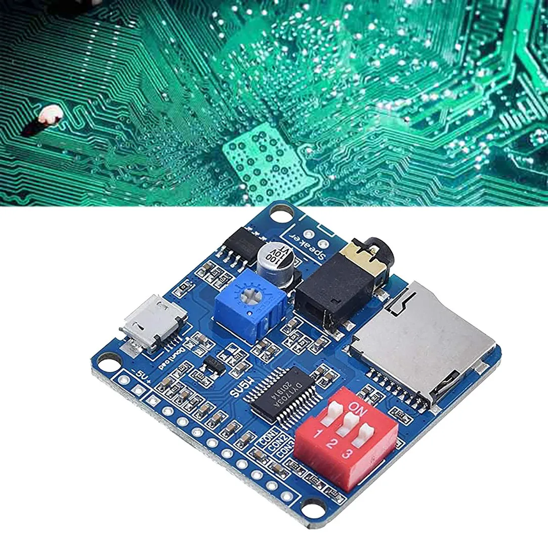 DY-SV5W moduł odtwarzania głosu dla odtwarzacza muzycznego MP3 wzmacniacz odtwarzania głosu karta SD/TF 5W zintegrowany wyzwalacz we/wy UART