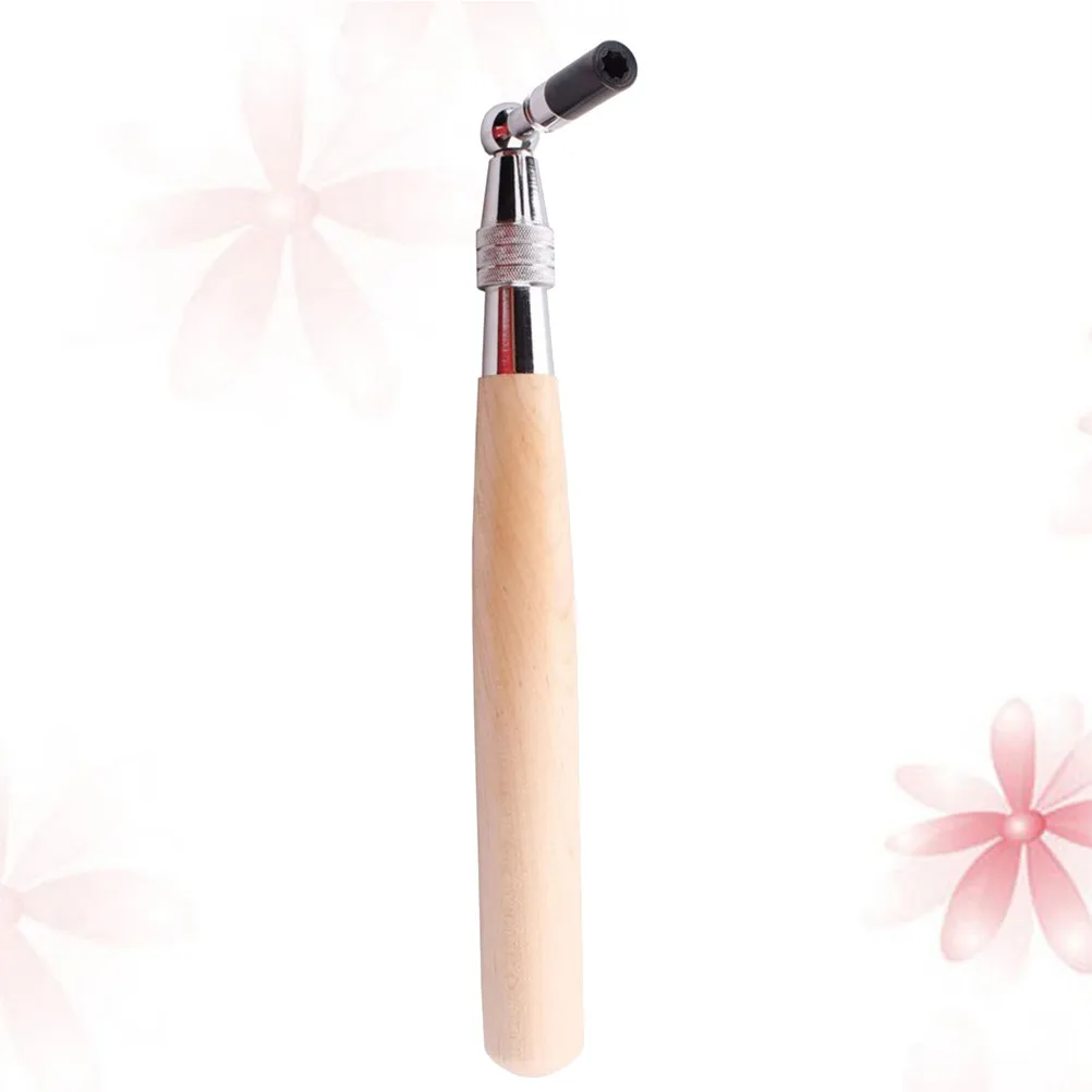 Professional Piano Tuning Wrench Octagon Core L Shape Stainless Steel Solid Wood Handle for Beginners Teachers Mute Job Beige