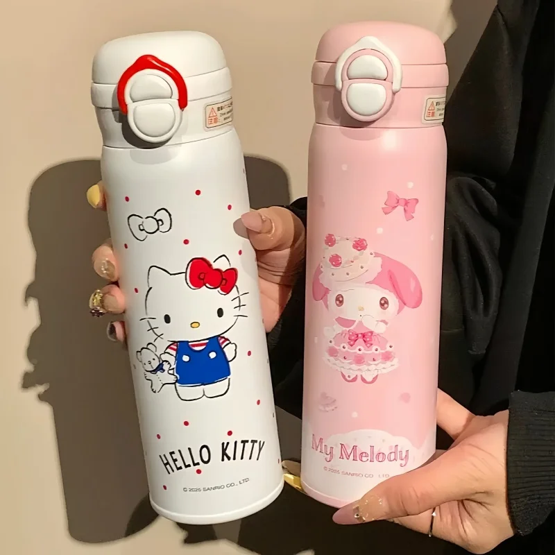 

500 мл мультяшная изолированная бутылка для воды Kuromi/холодная изоляция портативная Kawaii My Melody/Cinnamoroll соломенная бутылка для воды