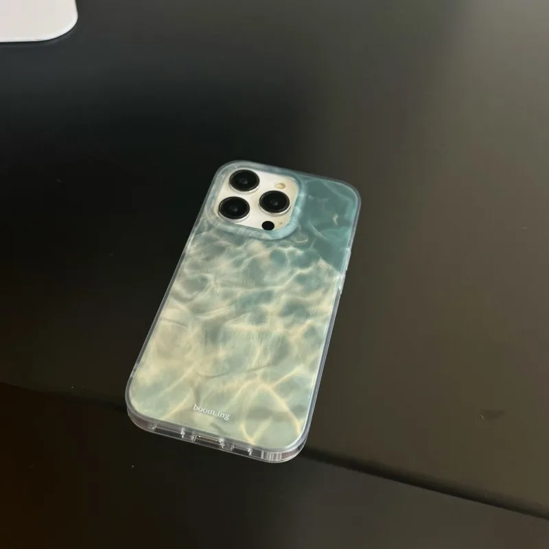Gradient color seawater water ripple glitter art Phone Case For iPhone 17 16 15 14 13 12 Pro Max Case Cute luxury Cartoon Cover